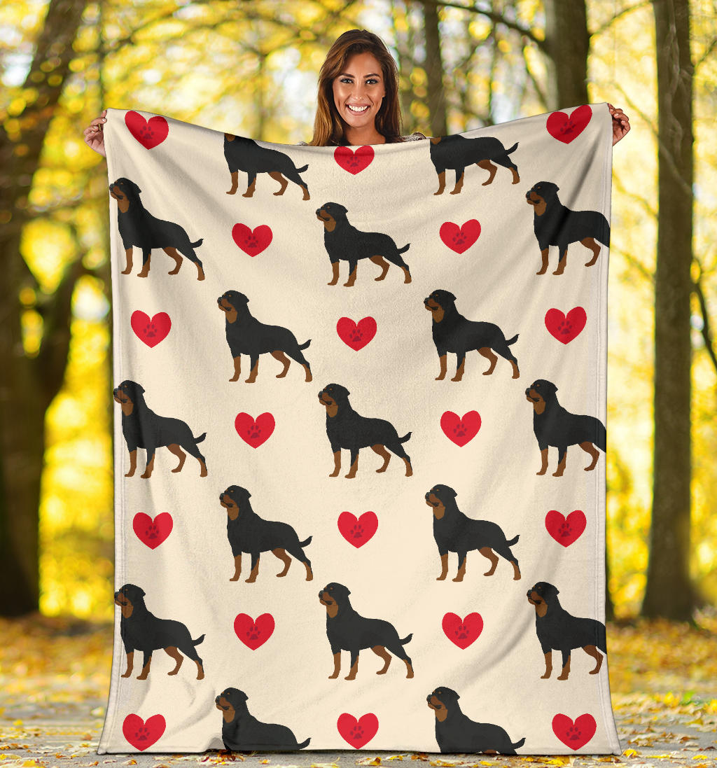Rottweiler Pattern Print Design A02 Premium Blanket
