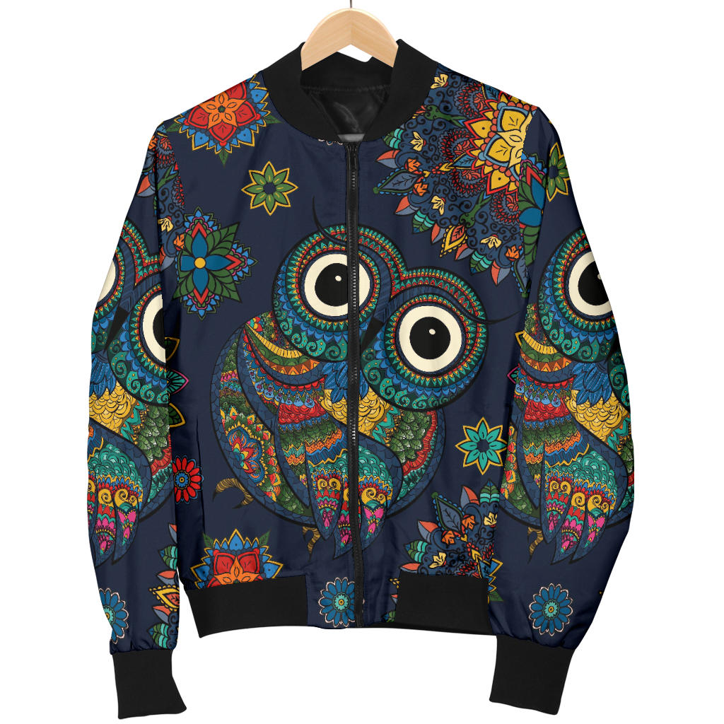 Owl Boho Style Pattern Print Design A04 Men Bomber Jacket