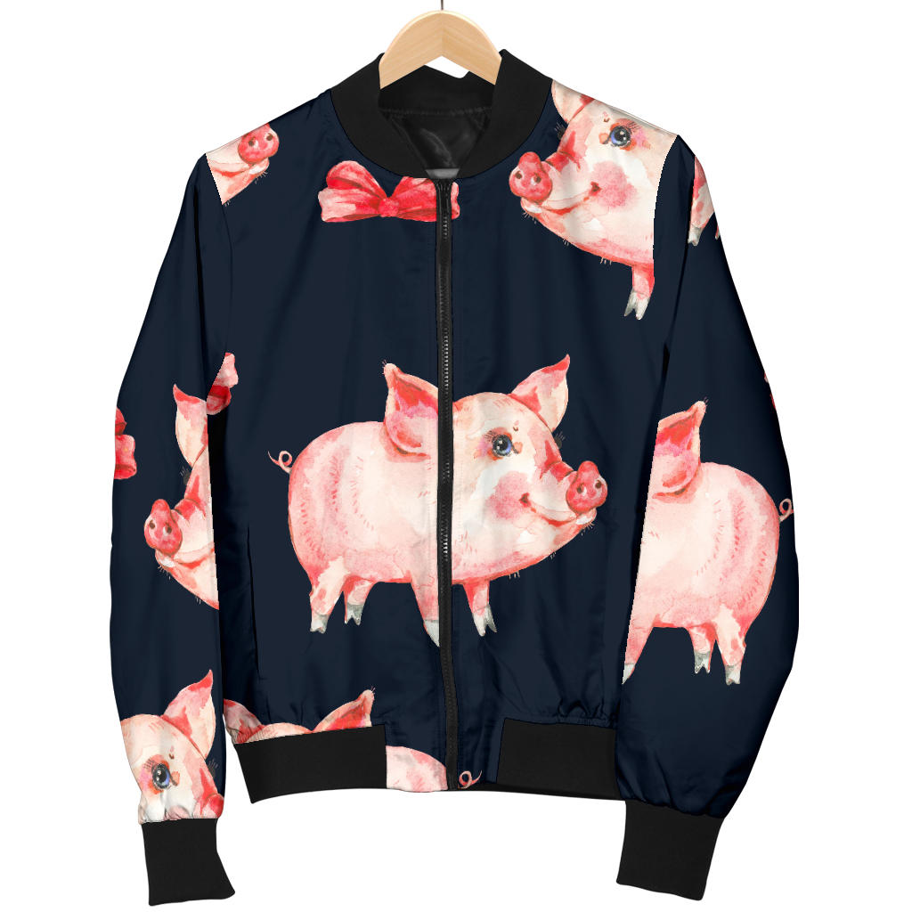 Pig Cute Pattern Print Design 02 Men Bomber Jacket