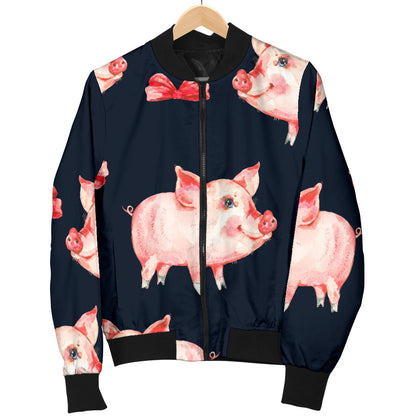 Pig Cute Pattern Print Design 02 Men Bomber Jacket