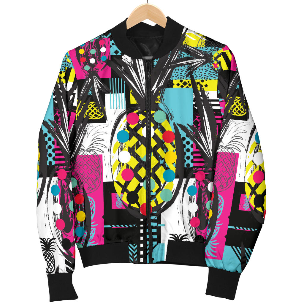 Pop Art Pineapple Pattern Print Design A02 Men Bomber Jacket