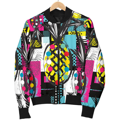 Pop Art Pineapple Pattern Print Design A02 Men Bomber Jacket
