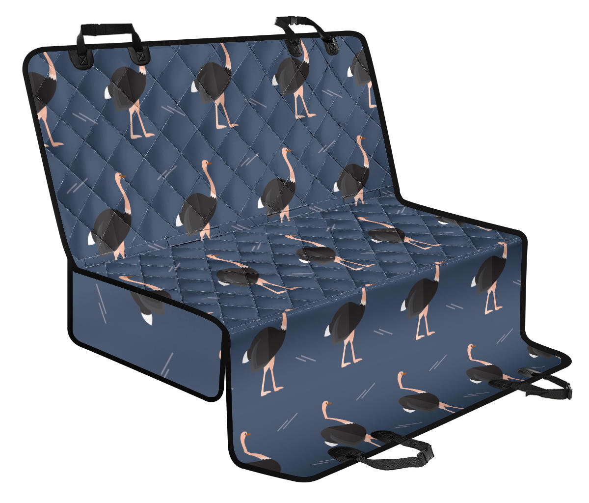 Ostrich Pattern Print Design 04 Rear Dog Car Seat Cover Hammock