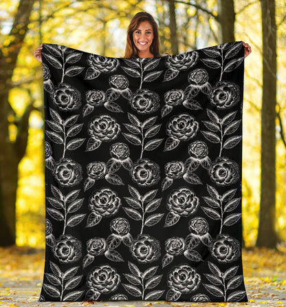 Camellia Pattern Print Design 02 Premium Blanket