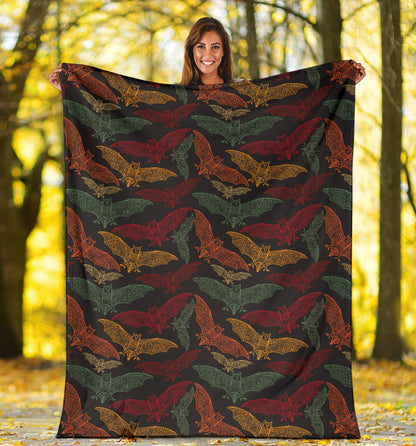 Bat Tribal Pattern Print Design 03 Premium Blanket