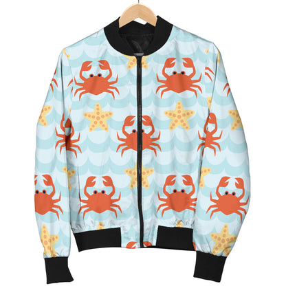 Crab Pattern Print Design 03 Men Bomber Jacket