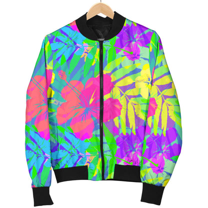 Neon Tropical Pattern Print Design A03 Men Bomber Jacket