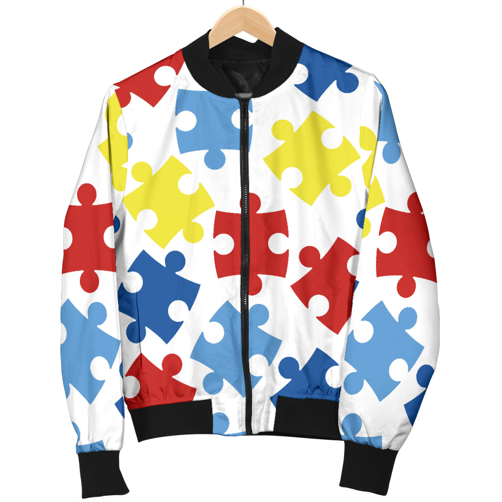 Autism Awareness Pattern Print Design 04 Men Bomber Jacket