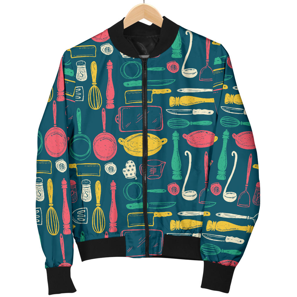 Cooking Kitchen Tools Pattern Print Design 01 Men Bomber Jacket