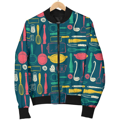 Cooking Kitchen Tools Pattern Print Design 01 Men Bomber Jacket