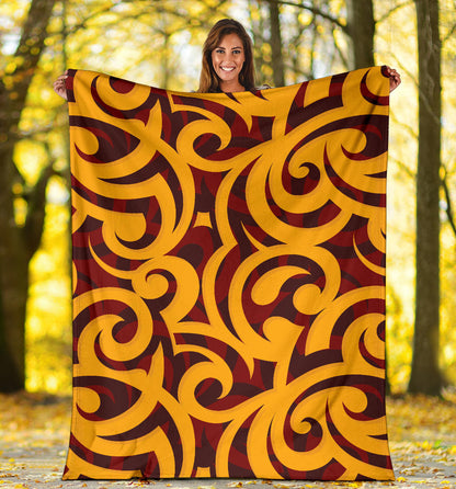 Maori Pattern Print Design 02 Premium Blanket