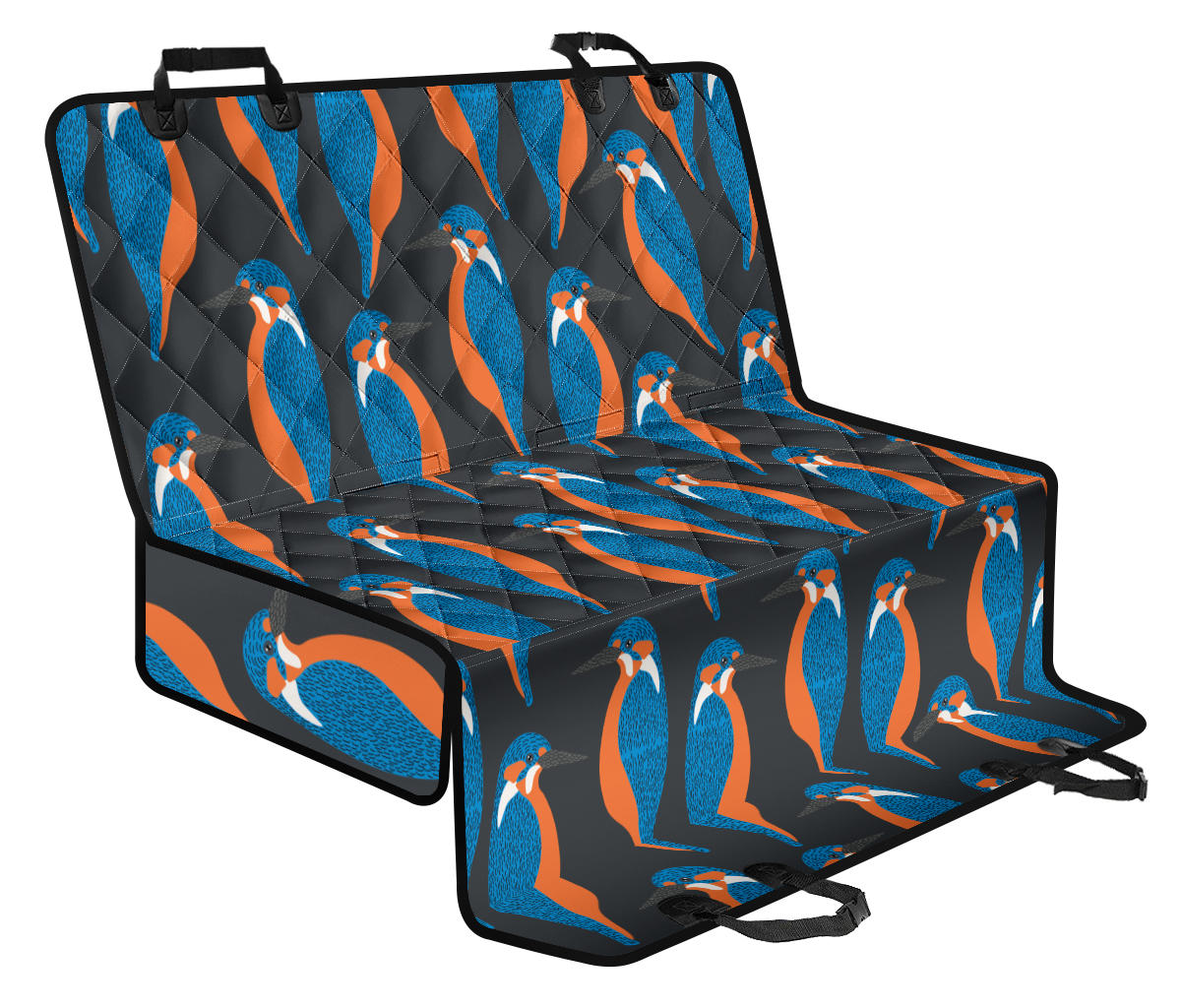 Kingfisher Pattern Print Design 03 Rear Dog Car Seat Cover Hammock