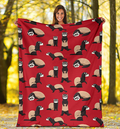 Ferret Pattern Print Design 02 Premium Blanket