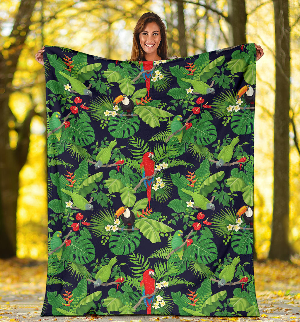 Rainforest Parrot Pattern Print Design A03 Premium Blanket