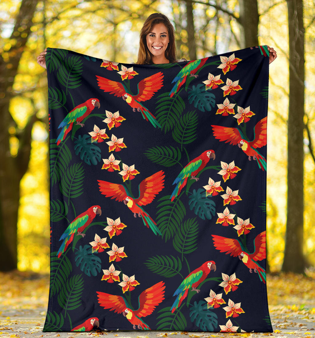 Macaw Pattern Print Design 02 Premium Blanket