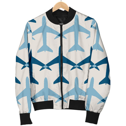 Airplane Pattern Print Design 04 Men Bomber Jacket
