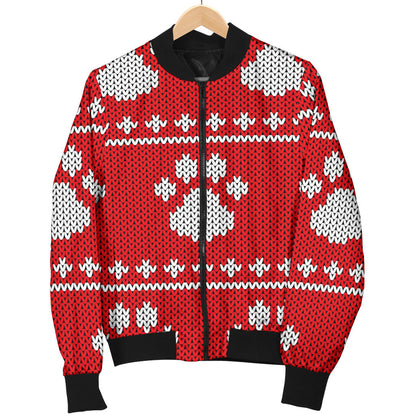 Knit Paw Pattern Print Design 03 Men Bomber Jacket