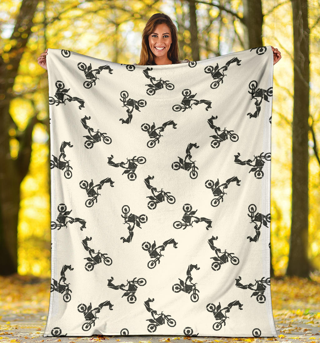 Motocross Pattern Print Design 03 Premium Blanket
