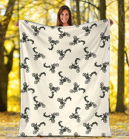 Motocross Pattern Print Design 03 Premium Blanket