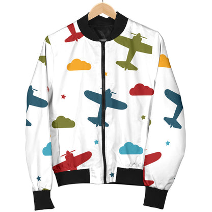 Airplane Pattern Print Design 06 Men Bomber Jacket