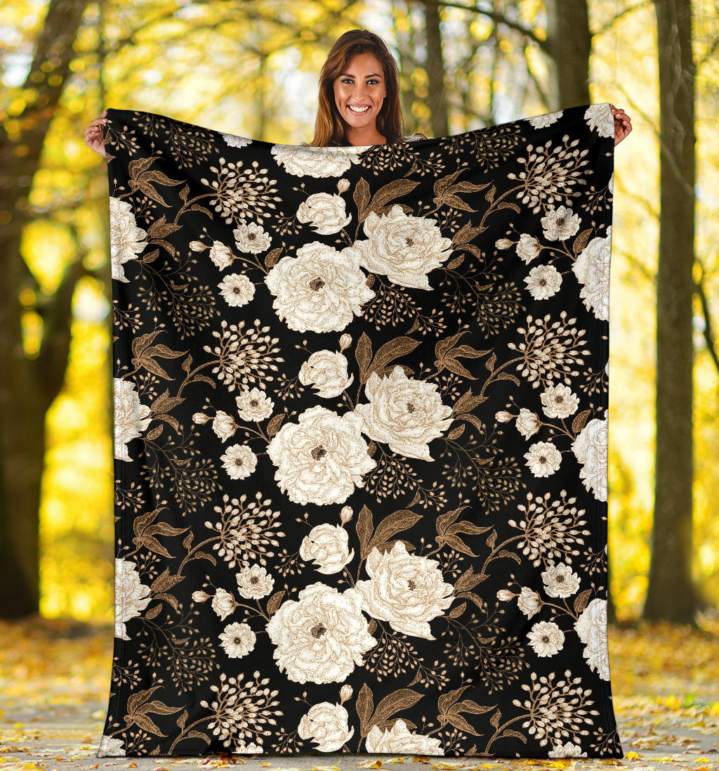 Peony Pattern Print Design A02 Premium Blanket