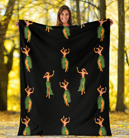 Hula Dancers Girl Pattern Print Design 01 Premium Blanket