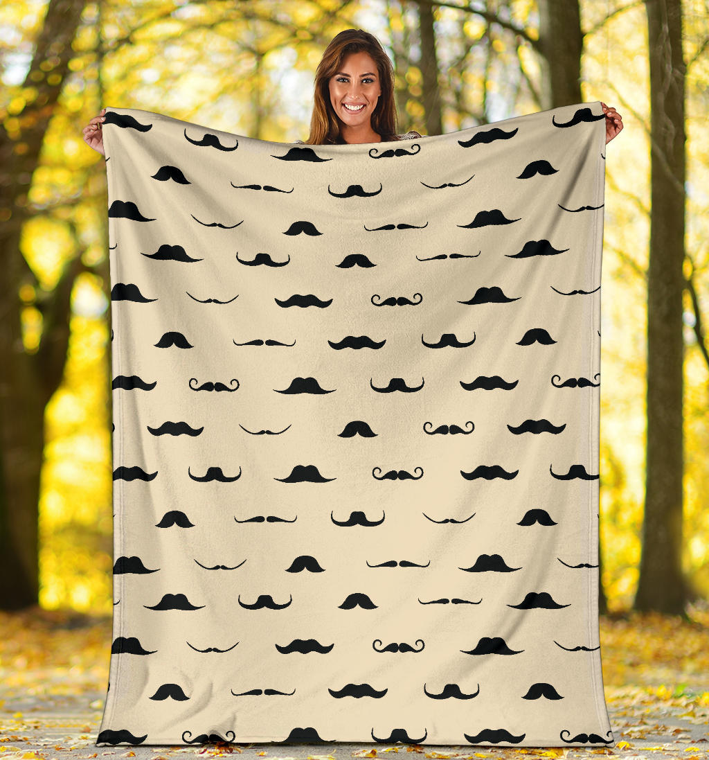 Mustache Pattern Print Design A03 Premium Blanket