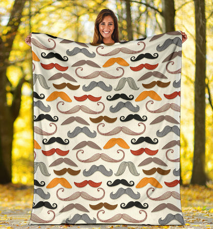 Mustache Pattern Print Design A02 Premium Blanket