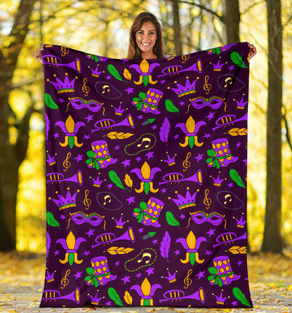 Mardi Gras Pattern Print Design 08 Premium Blanket