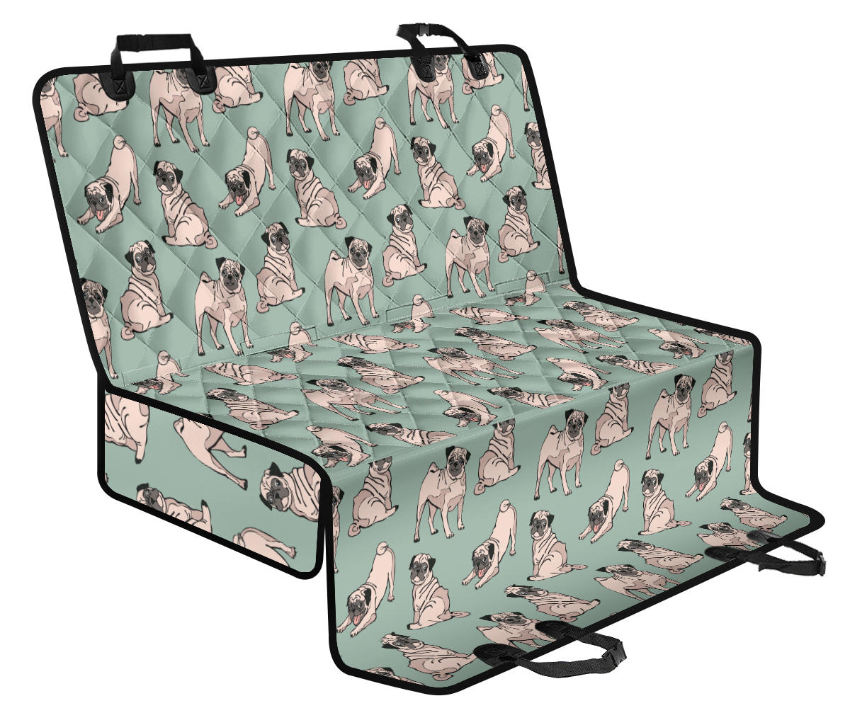 Pug Pattern Print Design A01 Rear Dog Car Seat Cover Hammock