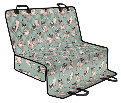 Pug Pattern Print Design A01 Rear Dog Car Seat Cover Hammock