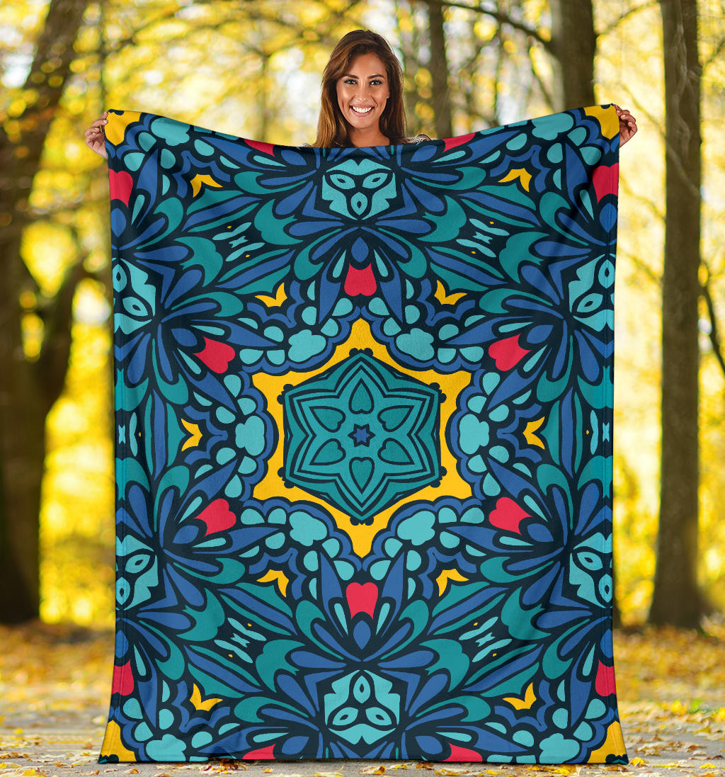 Kaleidoscope Pattern Print Design 04 Premium Blanket