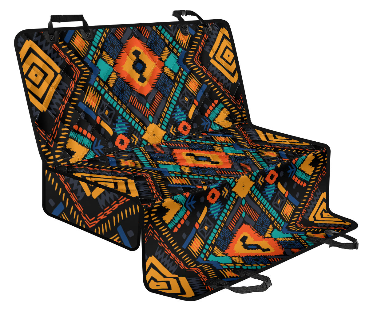 Kente Pattern Print Design 04 Rear Dog Car Seat Cover Hammock