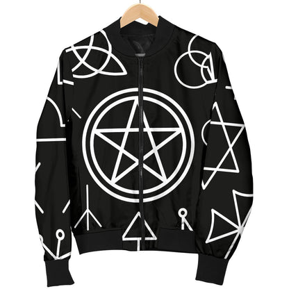 Pentagram Pattern Print Design A02 Men Bomber Jacket
