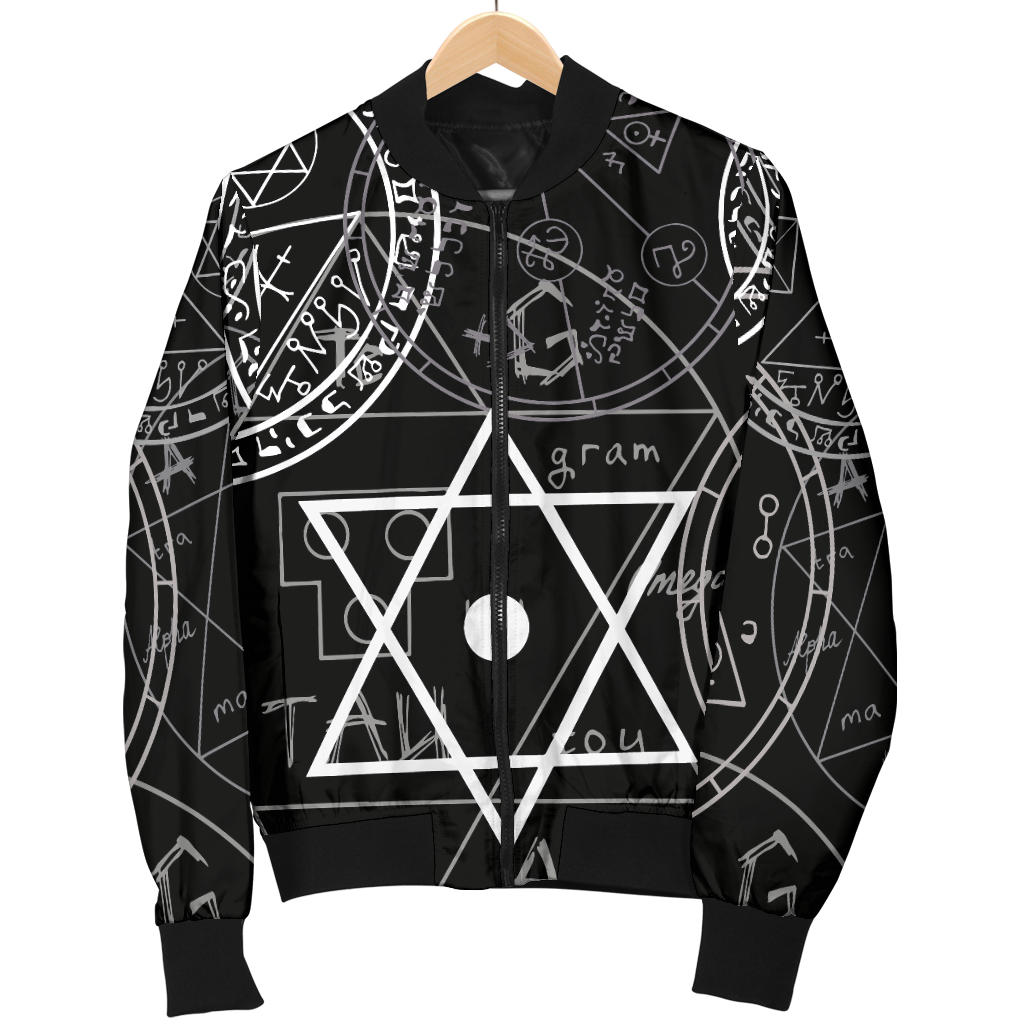 Pentagram Pattern Print Design A01 Men Bomber Jacket