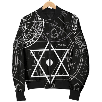 Pentagram Pattern Print Design A01 Men Bomber Jacket
