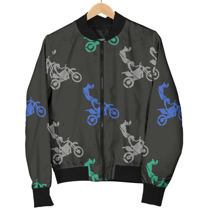Motocross Pattern Print Design 02 Men Bomber Jacket