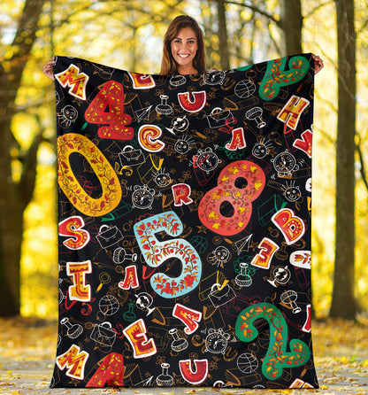 Number Pattern Print Design A03 Premium Blanket