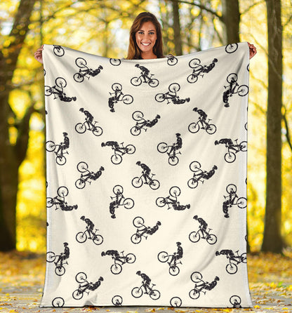 Mountain bike Pattern Print Design 01 Premium Blanket