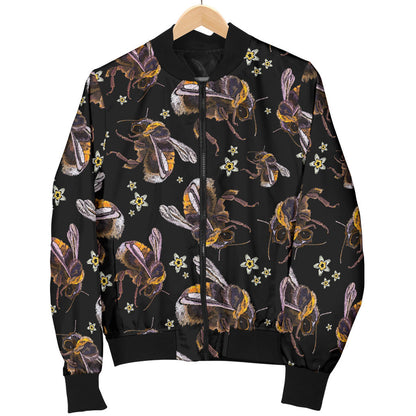 Bee Pattern Print Design 04 Men Bomber Jacket