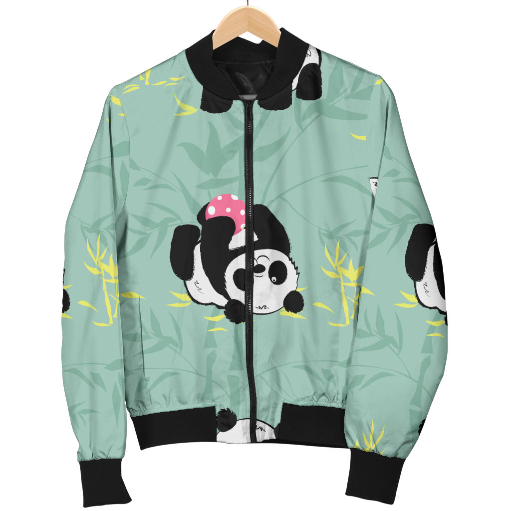 Panda Pattern Print Design A05 Men Bomber Jacket