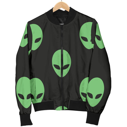Alien Green Neon Pattern Print Design 01 Men Bomber Jacket