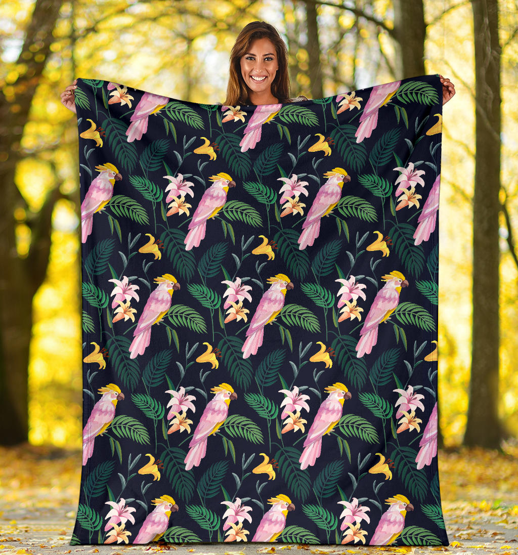 Cockatoo Pattern Print Design 03 Premium Blanket