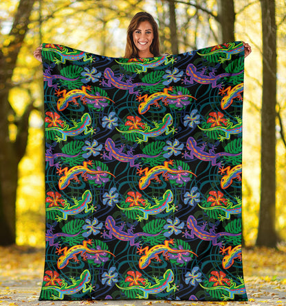 Gecko Colorful Pattern Print Design 01 Premium Blanket