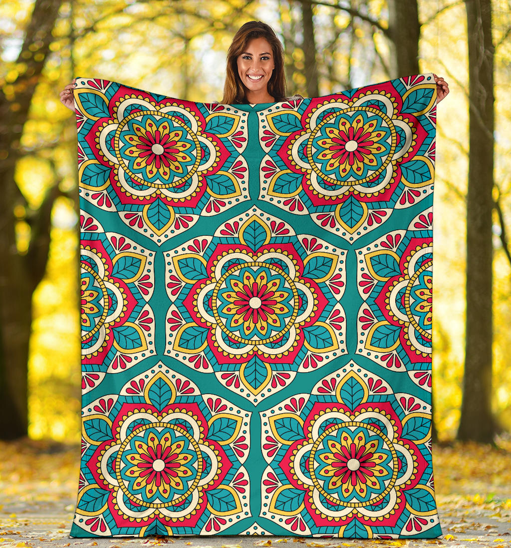 Mandala Pattern Print Design 03 Premium Blanket