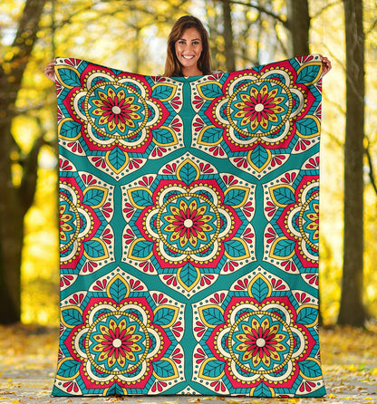 Mandala Pattern Print Design 03 Premium Blanket