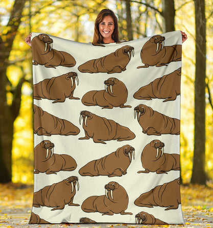 Walrus Pattern Print Design 03 Premium Blanket