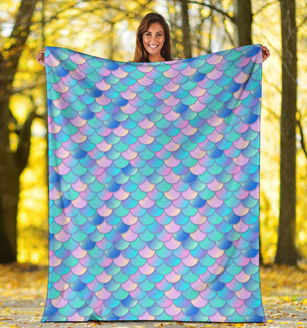 Mermaid Scales Pastel Pattern Print Design 07 Premium Blanket