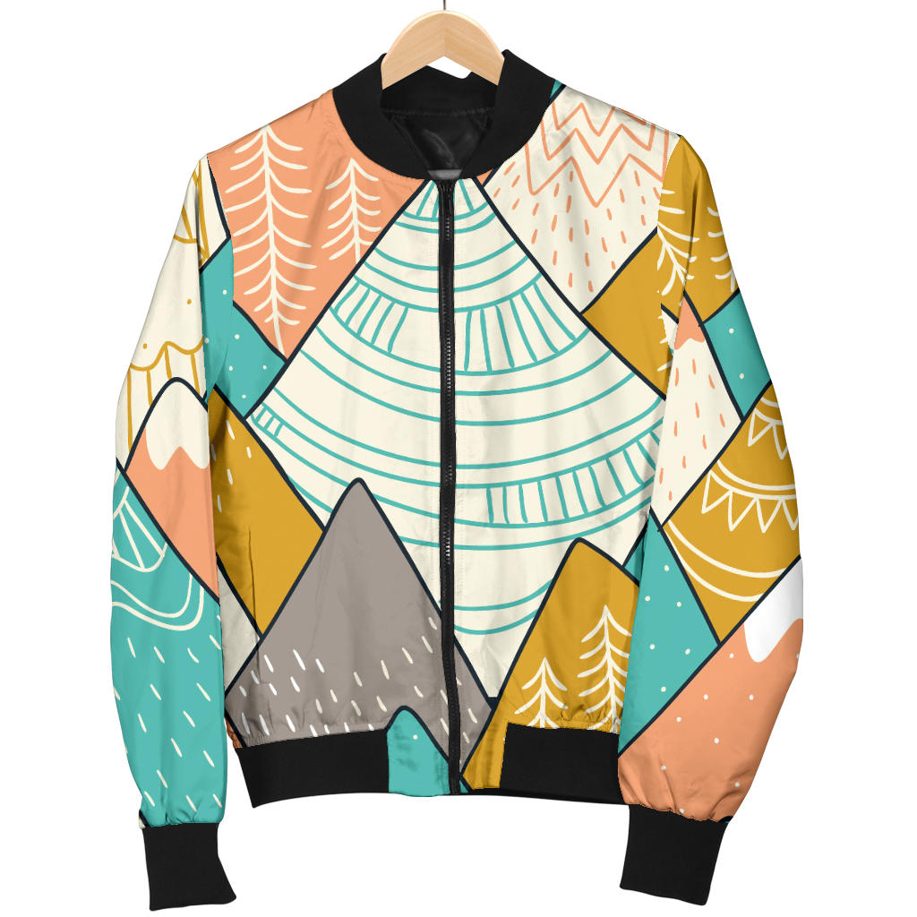Mountain Pattern Print Design 02 Men Bomber Jacket