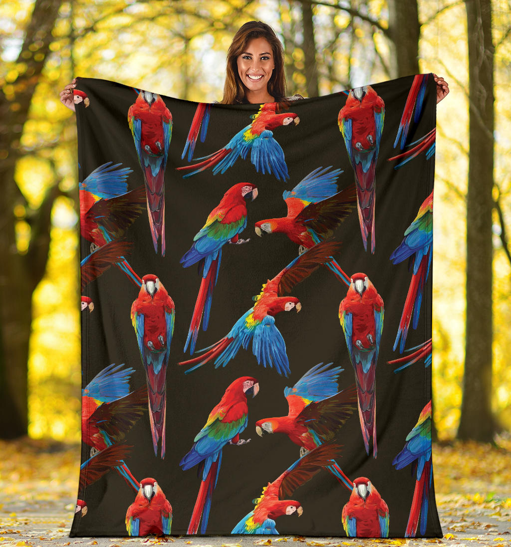Macaw Pattern Print Design 04 Premium Blanket